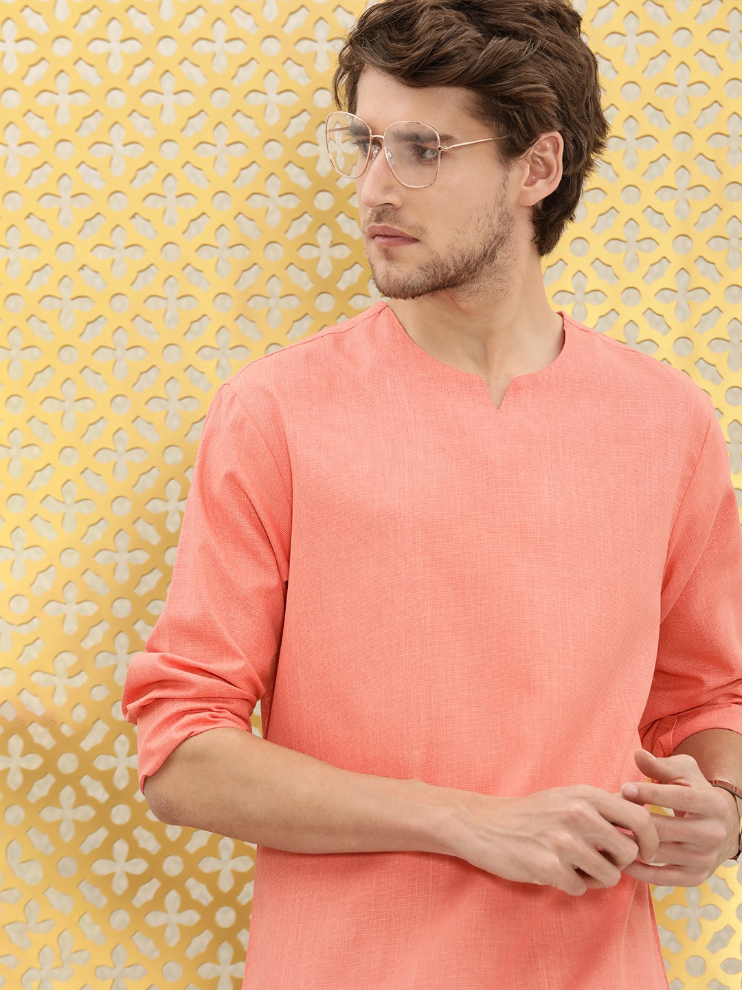 

Ode by House of Pataudi Men Orange Kurta