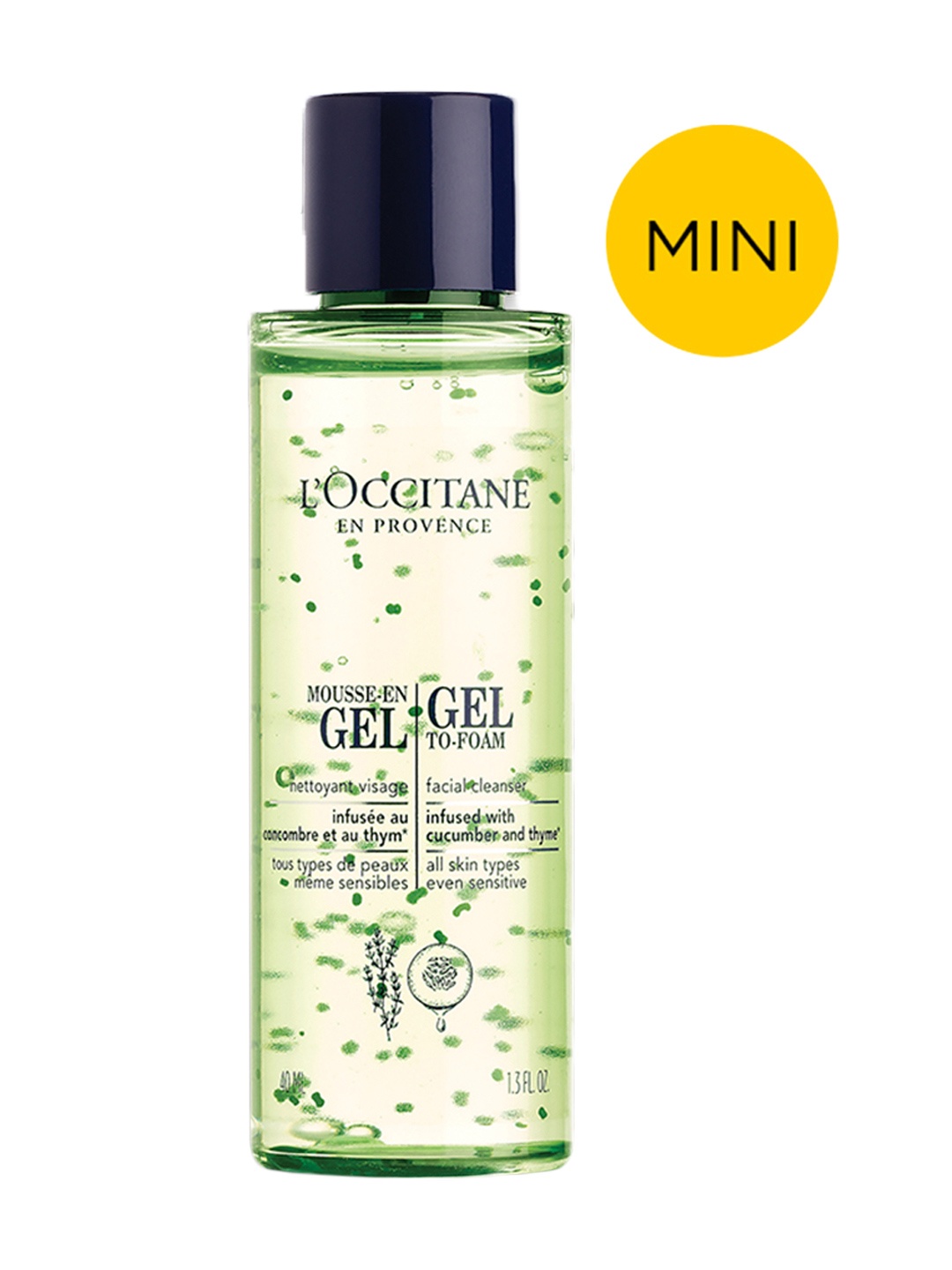 

LOccitane en Provence Gel-To-Foam Face Wash with Cucumber & Thyme - 40 ml, Green