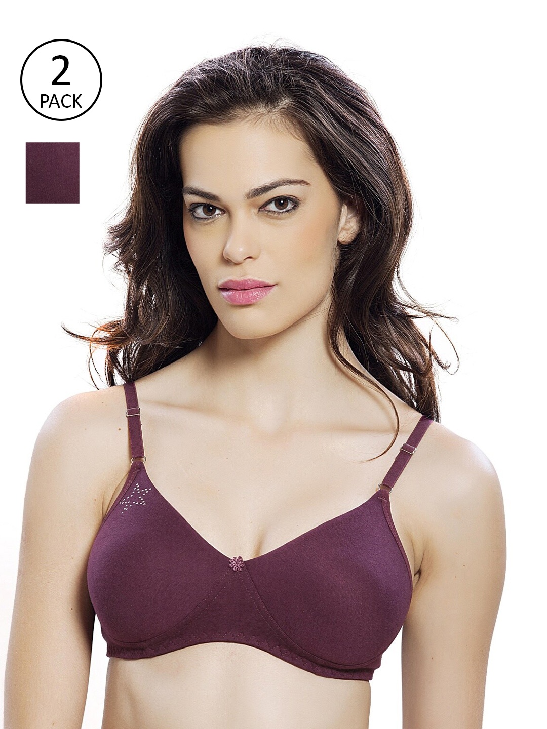 

Lady Love Pack Of 2 Purple Solid Non Padded T Shirt Bra