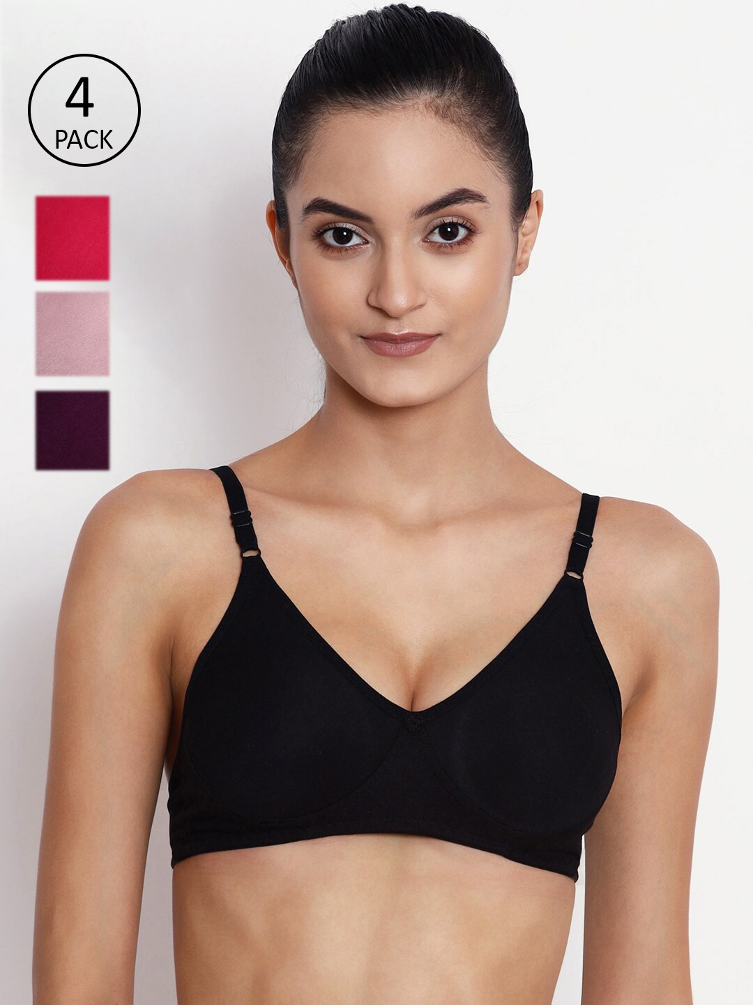

ABELINO Set Of 4 Black & Pink Bra