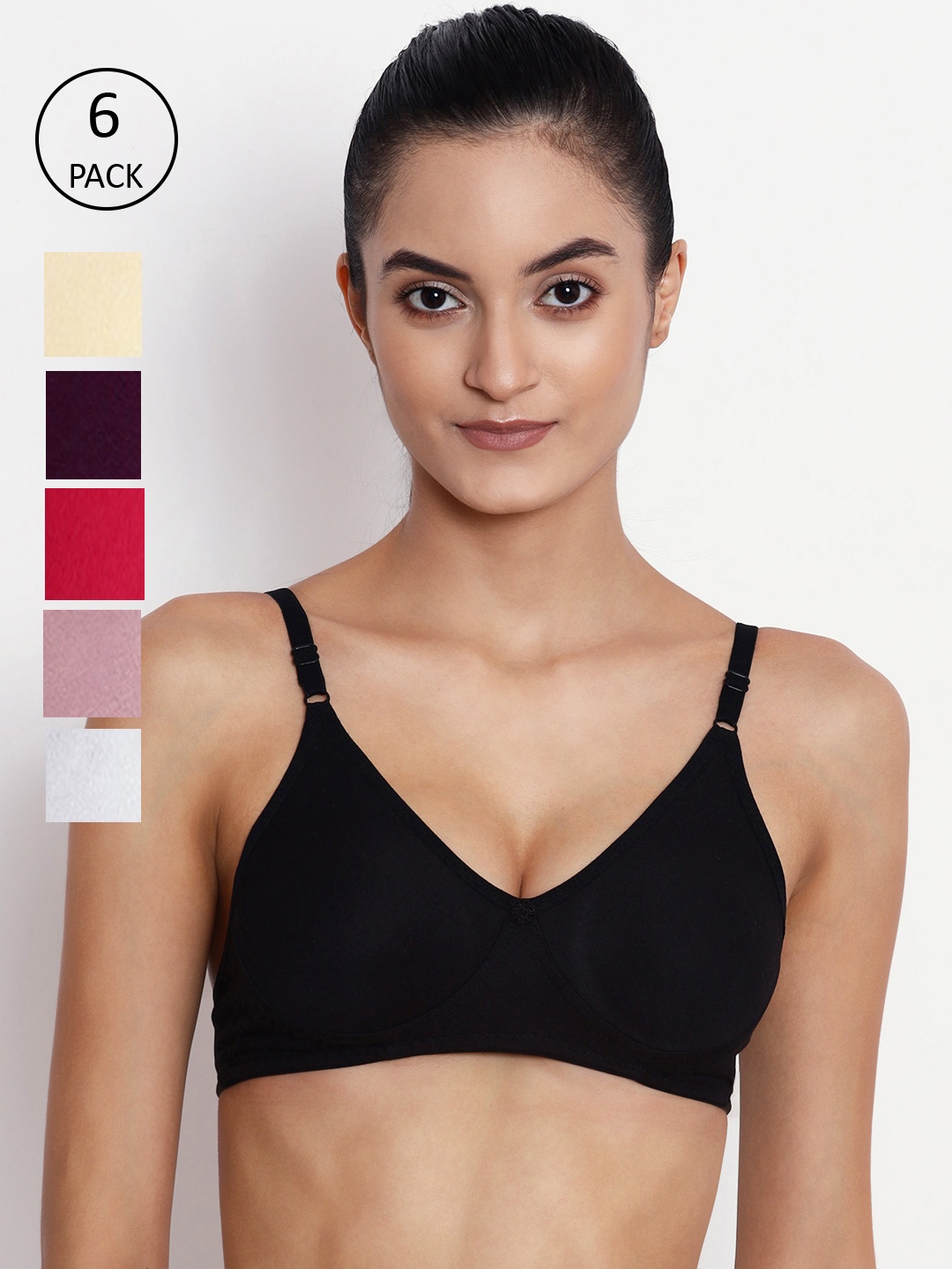 

ABELINO Pack Of 6 Seamless Bra, Black