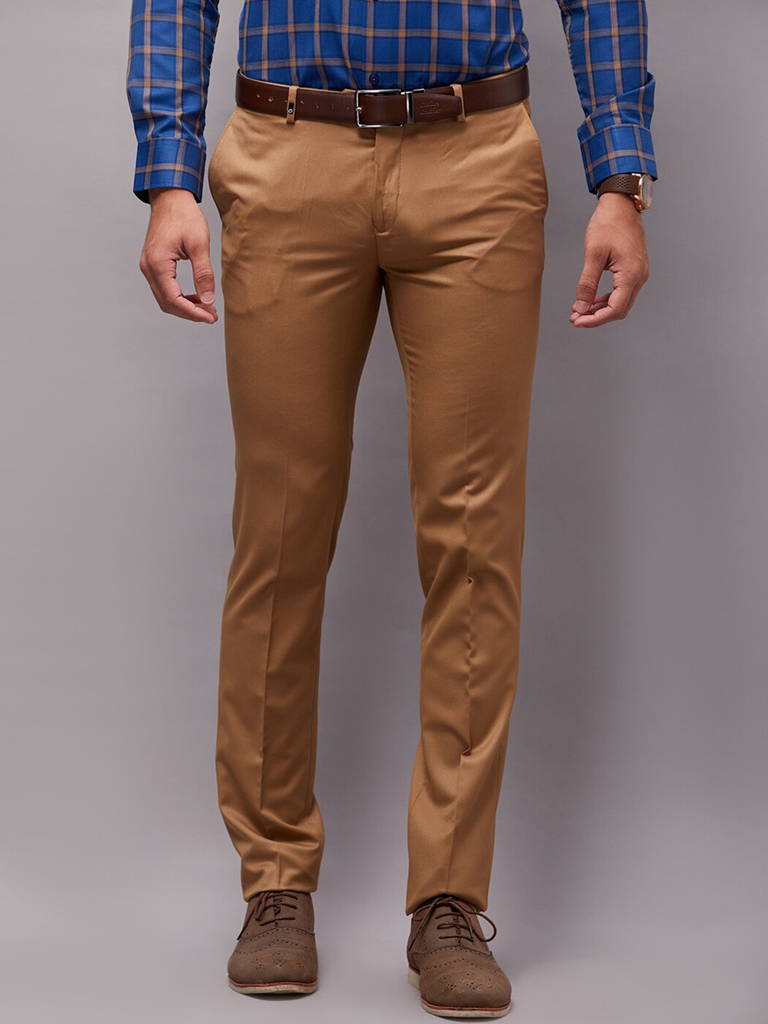

Oxemberg Men Beige Slim Fit Trousers