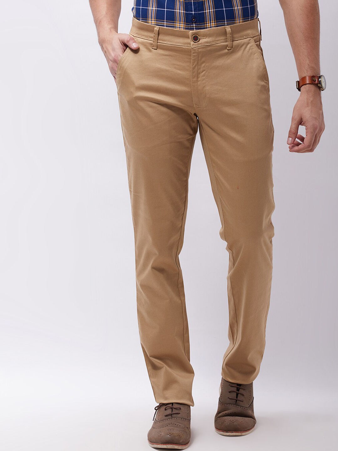 

Oxemberg Men Beige Slim Fit Trousers
