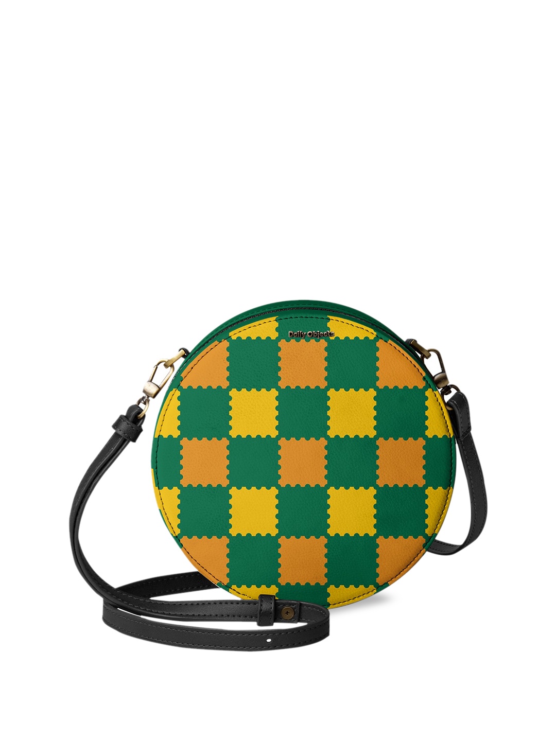 

DailyObjects Green Checked PU Swagger Sling Bag