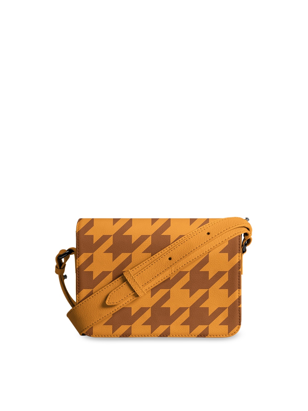 

DailyObjects Mustard Printed PU Structured Sling Bag