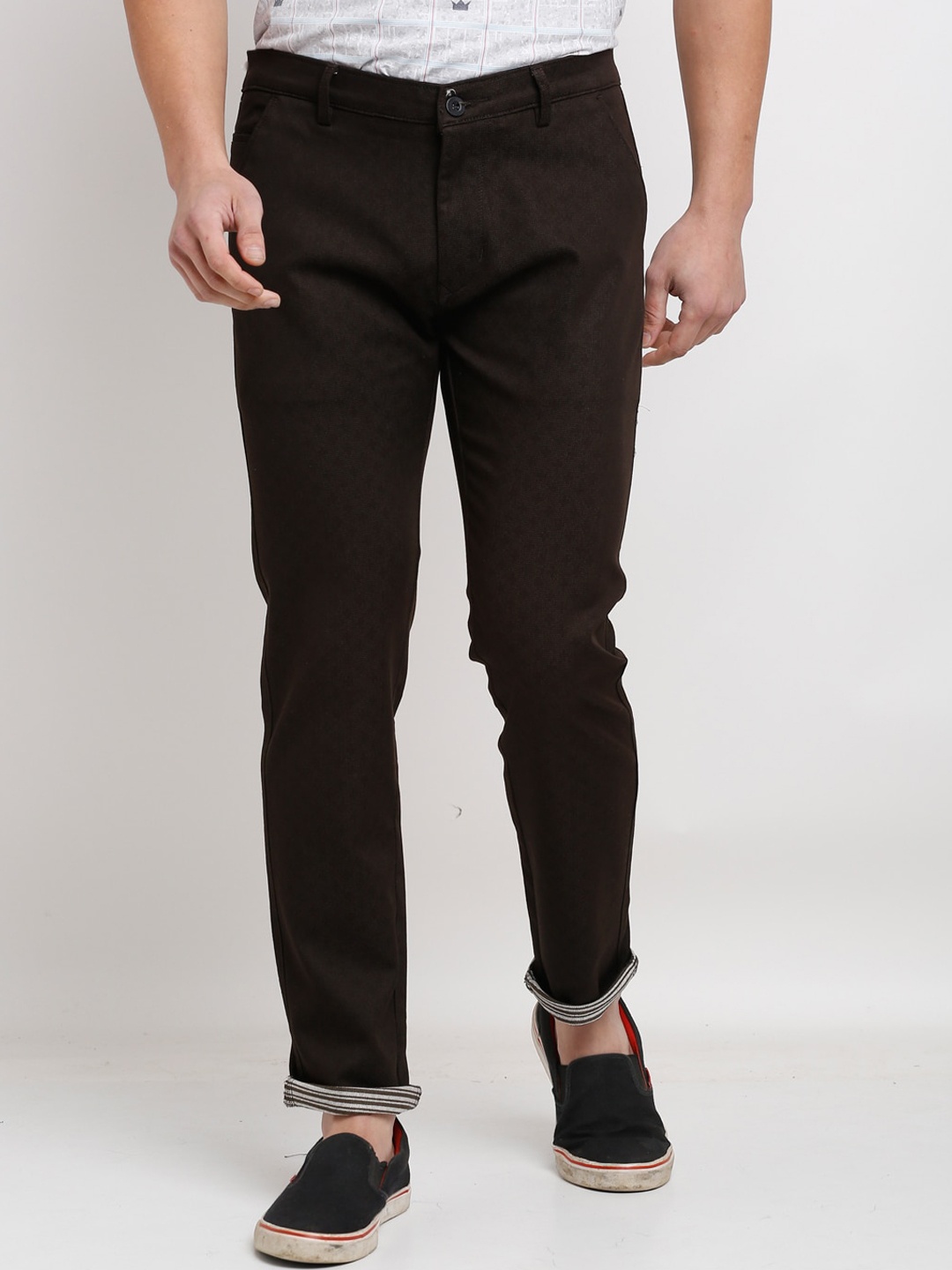 

Rodamo Men Brown Slim Fit Cotton Trousers