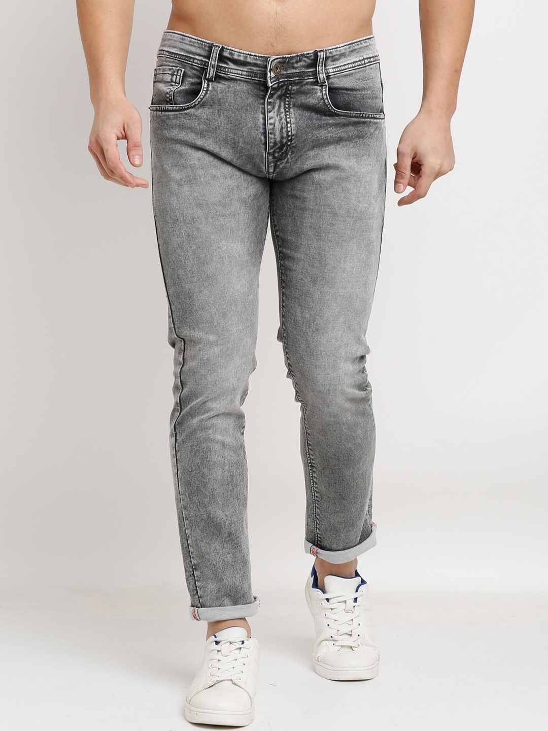 

Rodamo Men Grey Slim Fit Heavy Fade Stretchable Jeans