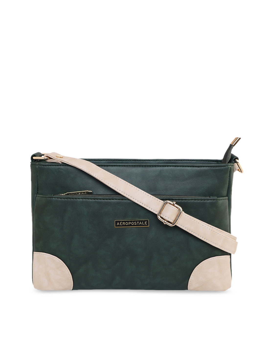 

Aeropostale Green Structured Sling Bag with Fringed