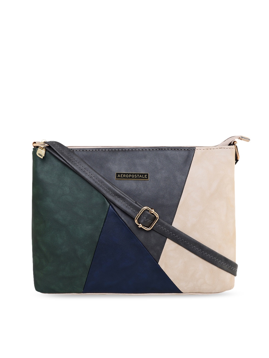 

Aeropostale Green Colourblocked Structured Sling Bag