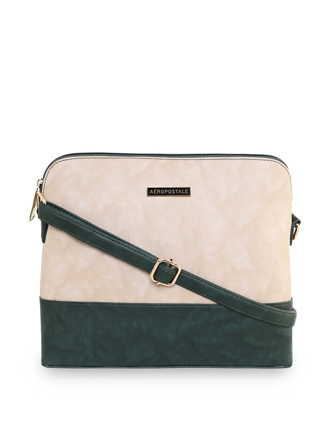 

Aeropostale Green & Cream-Coloured Colourblocked Sling Bag