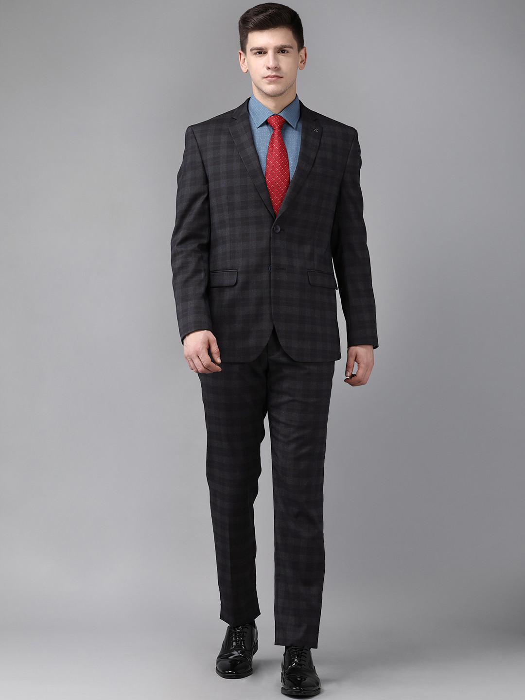 

Van Heusen Men Navy Blue Slim Fit Single-Breasted Two-Piece Fashion Formal Suit