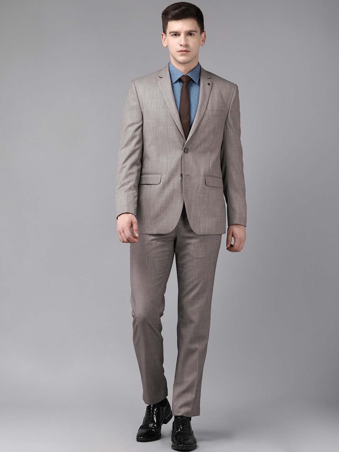 

Van Heusen Men Grey Slim Fit Single-Breasted Two-Piece Fashion Formal Suit