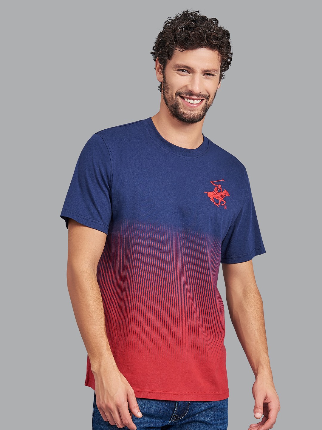 

Beverly Hills Polo Club Men Navy Blue Applique T-shirt
