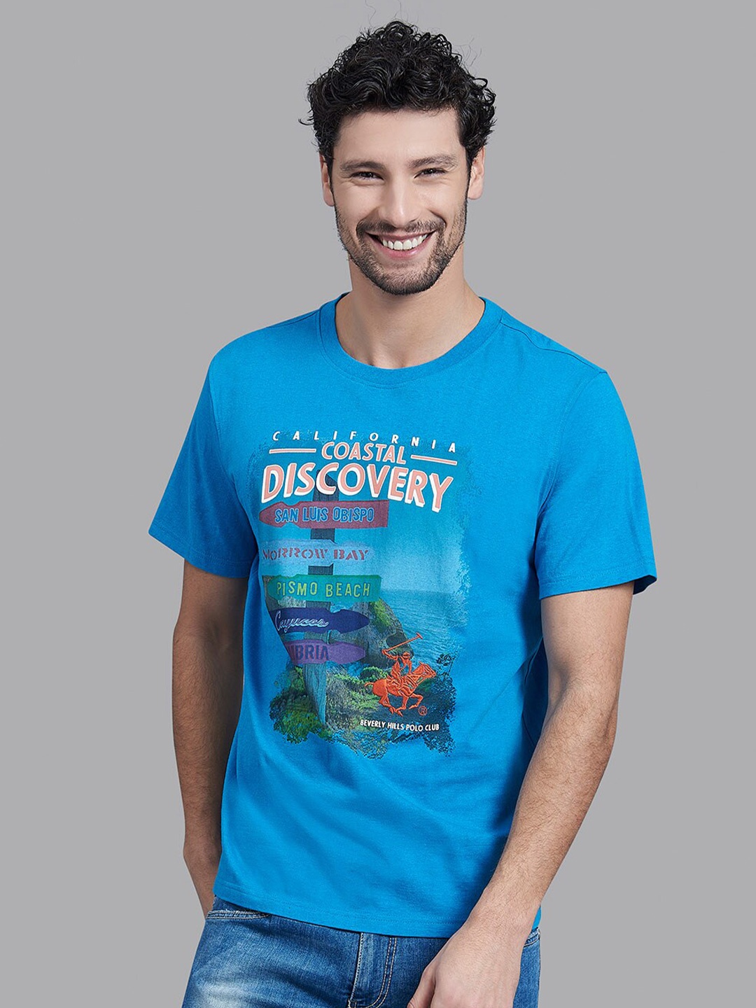

Beverly Hills Polo Club Men Blue Sports Printed T-shirt