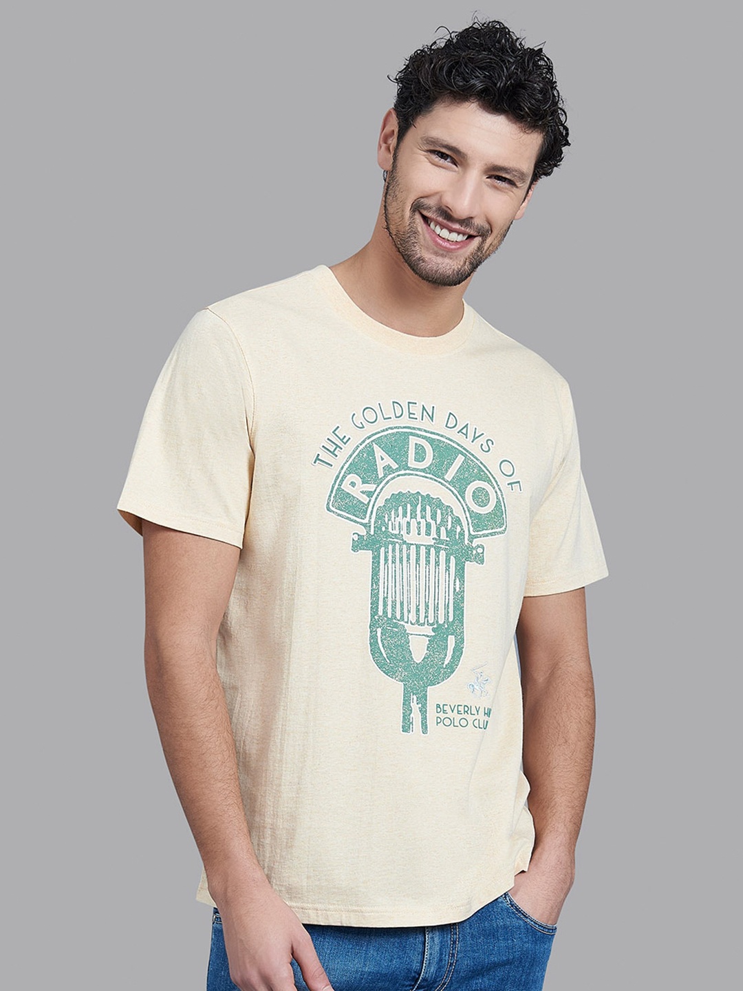 

Beverly Hills Polo Club Men Yellow & Green Typography Cotton T-shirt