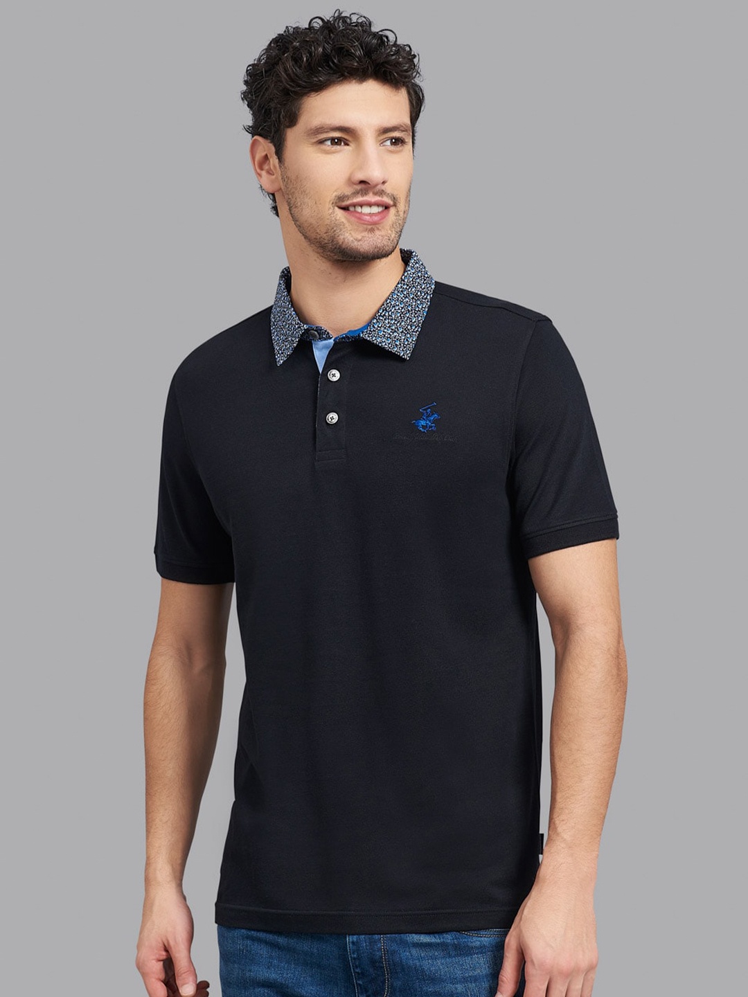 

Beverly Hills Polo Club Men Black Polo Collar T-shirt