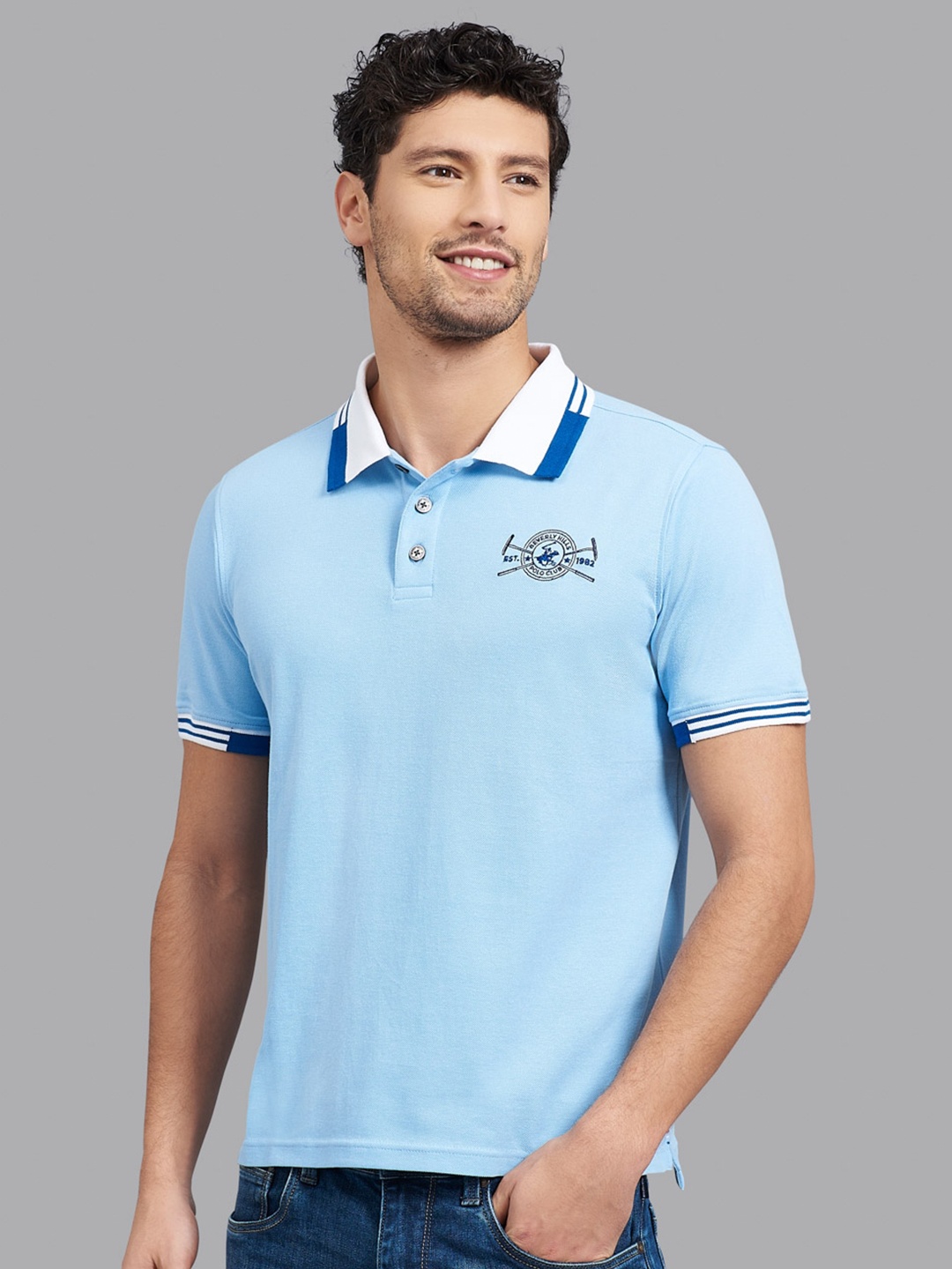 

Beverly Hills Polo Club Men Blue Polo Collar T-shirt