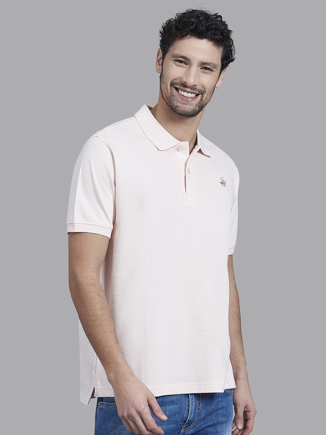 

Beverly Hills Polo Club Men Pink Polo Collar T-shirt