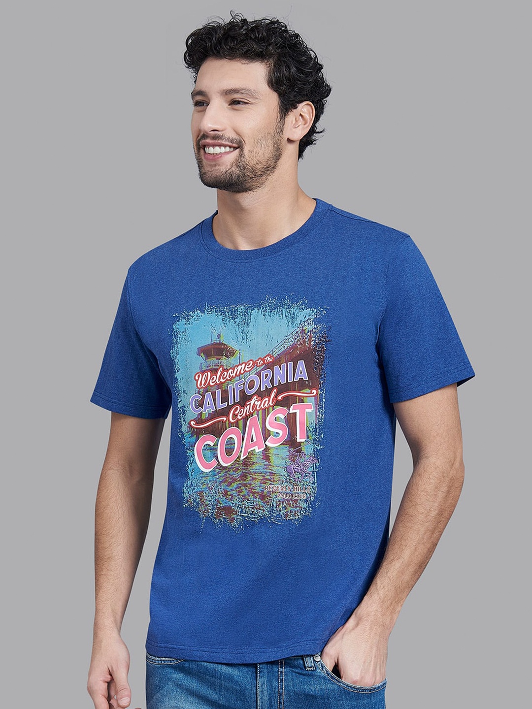 

Beverly Hills Polo Club Men Blue Printed Cotton T-shirt