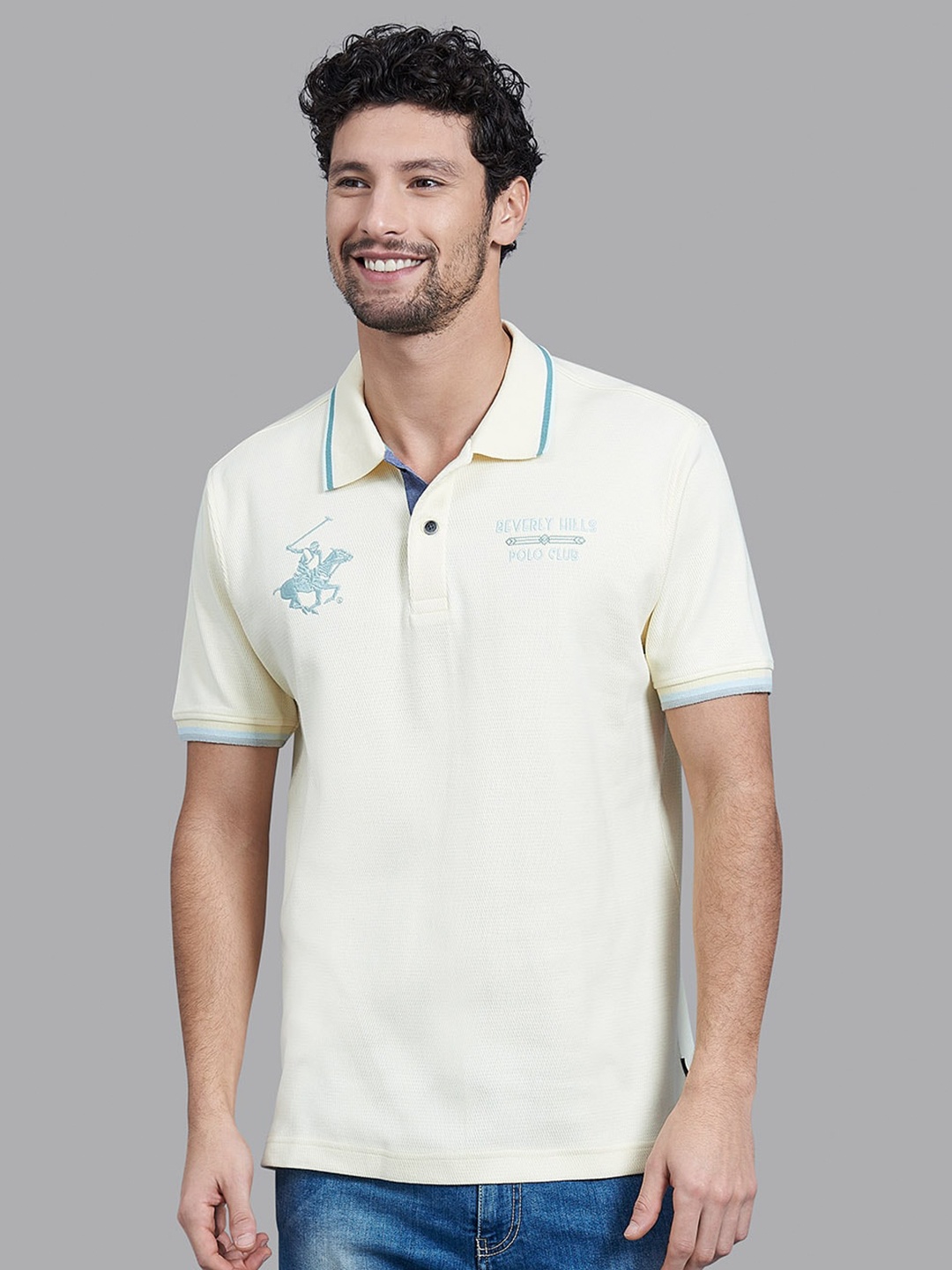 

Beverly Hills Polo Club Men Yellow Brand Logo Polo Collar T-shirt