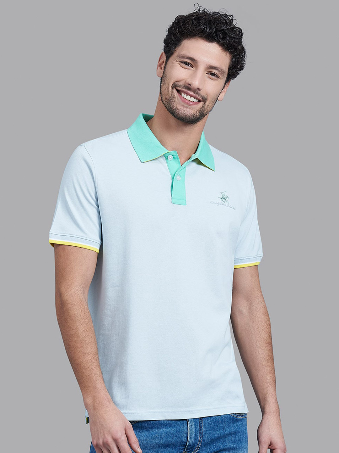 

Beverly Hills Polo Club Men Blue Polo Collar T-shirt