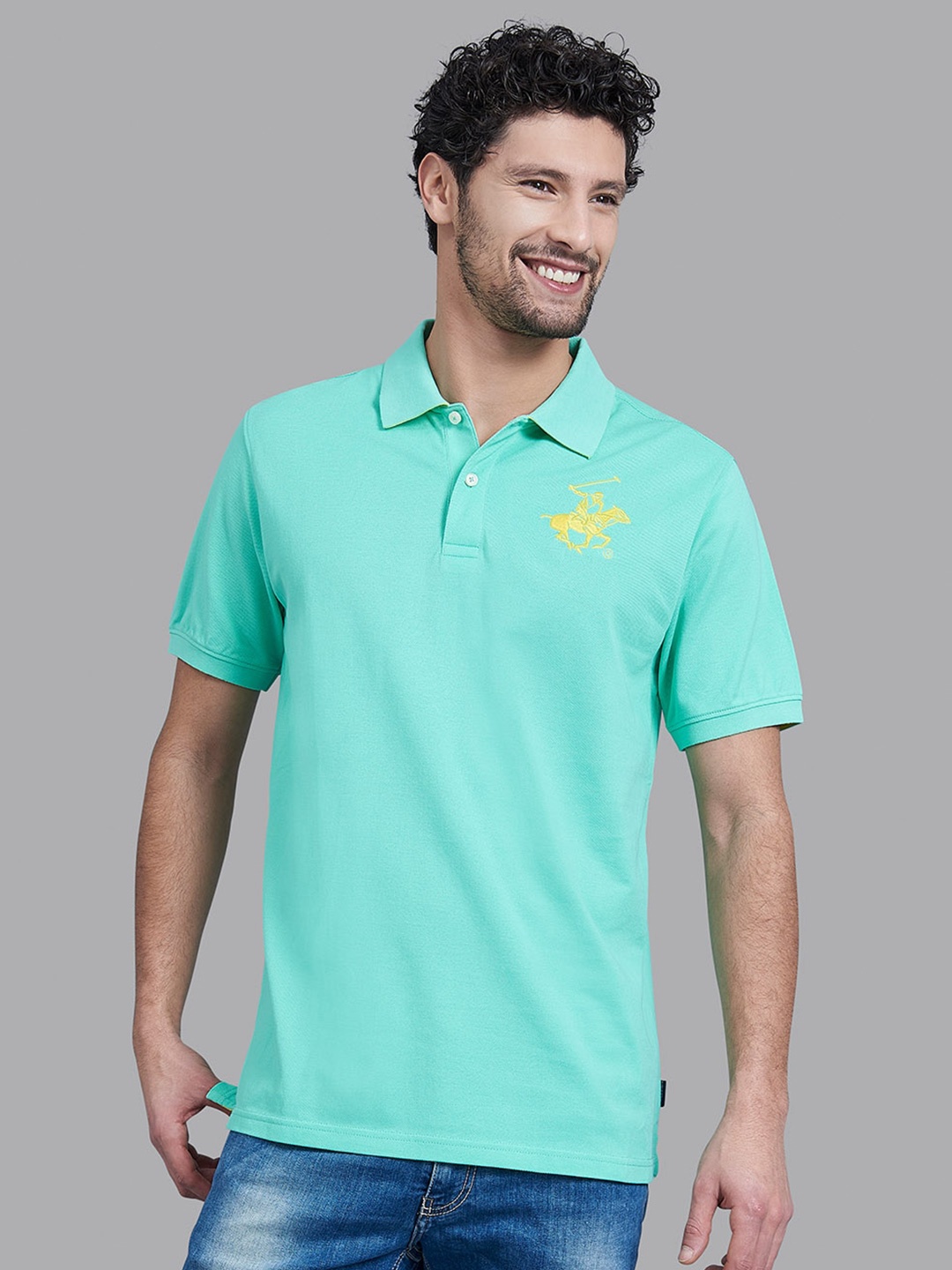 

Beverly Hills Polo Club Men Green Polo Collar T-shirt