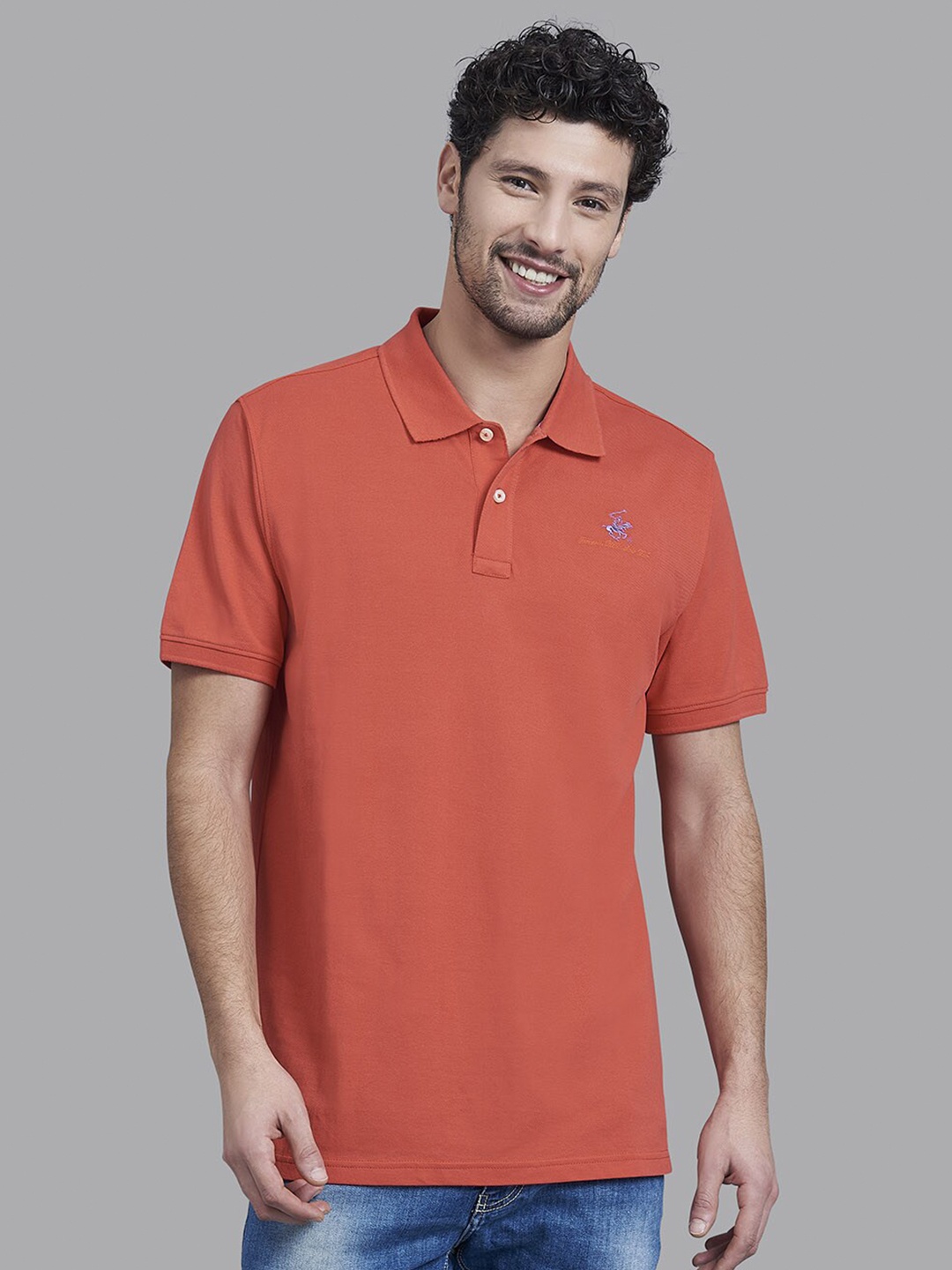 

Beverly Hills Polo Club Men Coral Polo Collar T-shirt