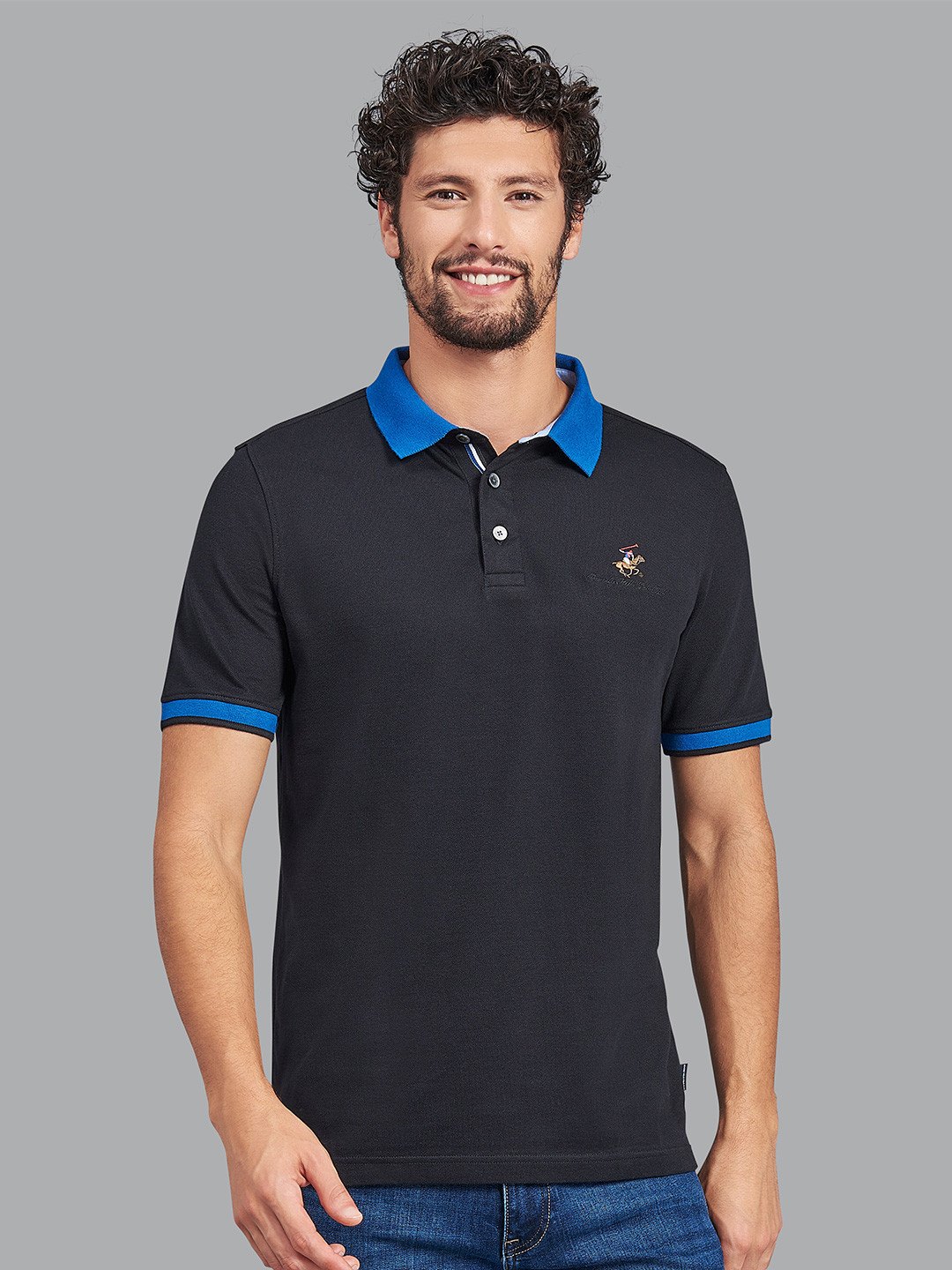 

Beverly Hills Polo Club Men Black Polo Collar T-shirt