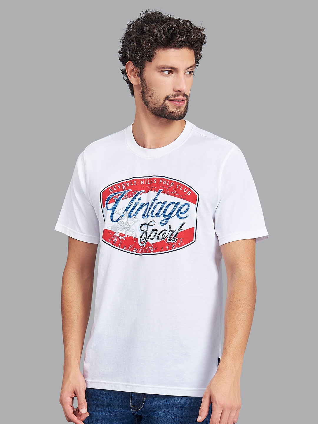 

Beverly Hills Polo Club Men White Typography Printed T-shirt