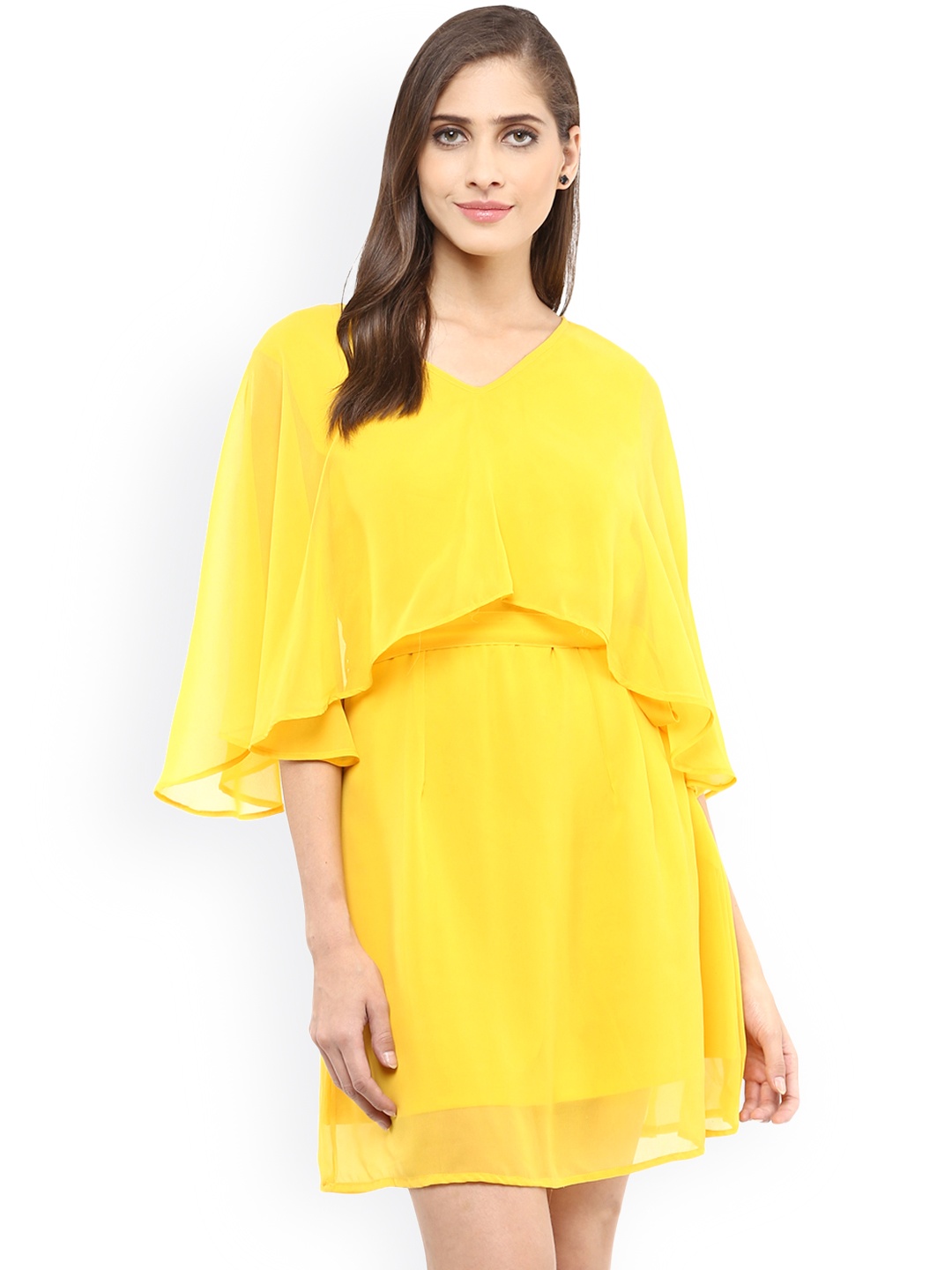 

Zima Leto Women Yellow Solid Layered Fit & Flare Dress