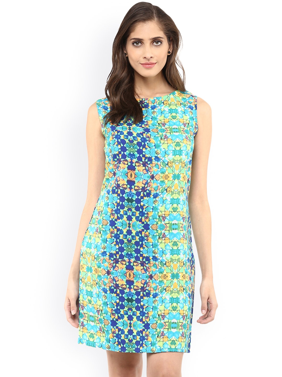 

Zima Leto Women Green Printed A-Line Dress