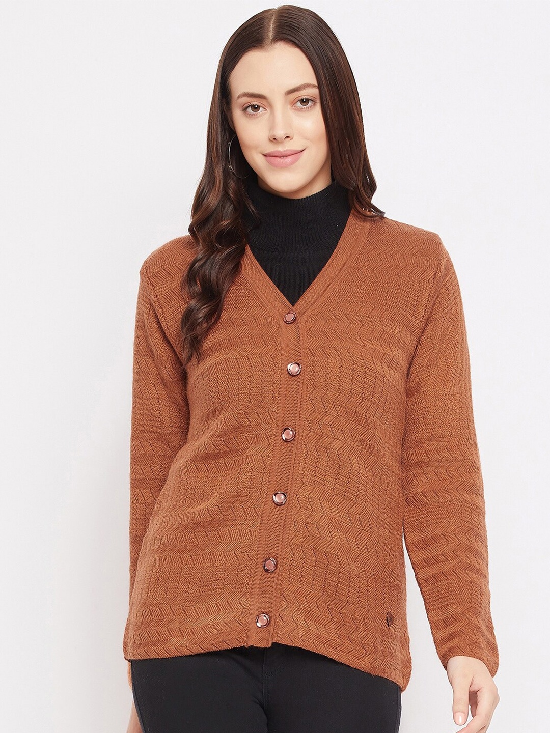 

Duke Women Rust Self Design Cardigan