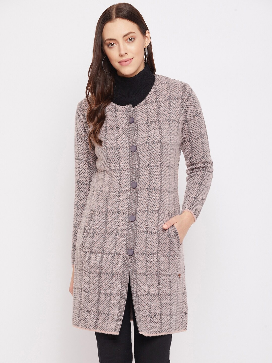 

Duke Women Pink Checked Longline Cardigan