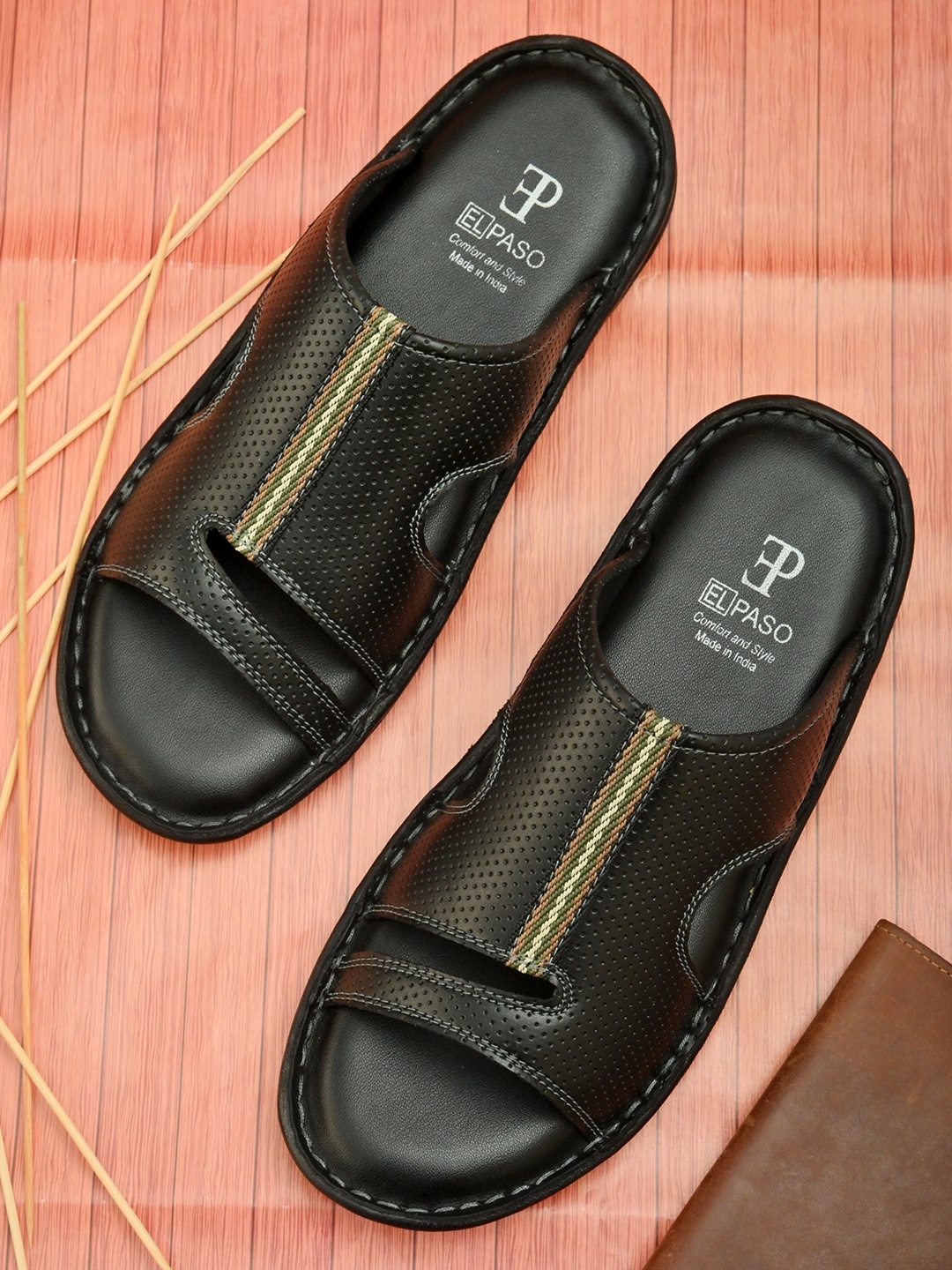 

El Paso Men Black Ethnic Comfort Sandals