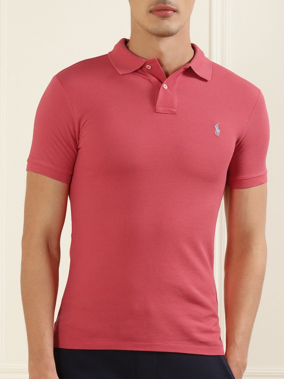 

Polo Ralph Lauren Men Red Pure Cotton Polo Collar T-shirt