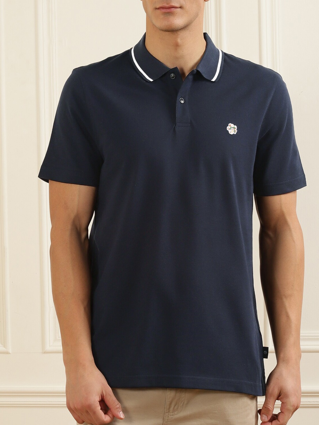 

Ted Baker Men Navy Blue Polo Collar Cotton T-shirt