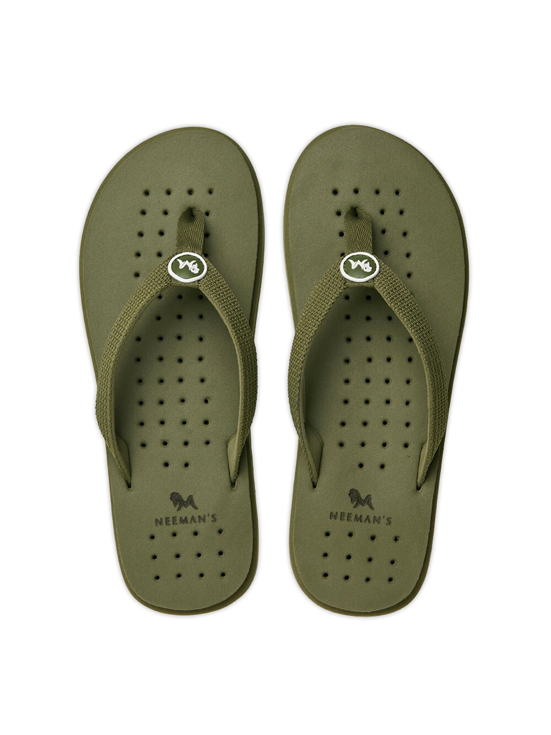 

NEEMANS Men Olive Green Rubber Thong Flip-Flops