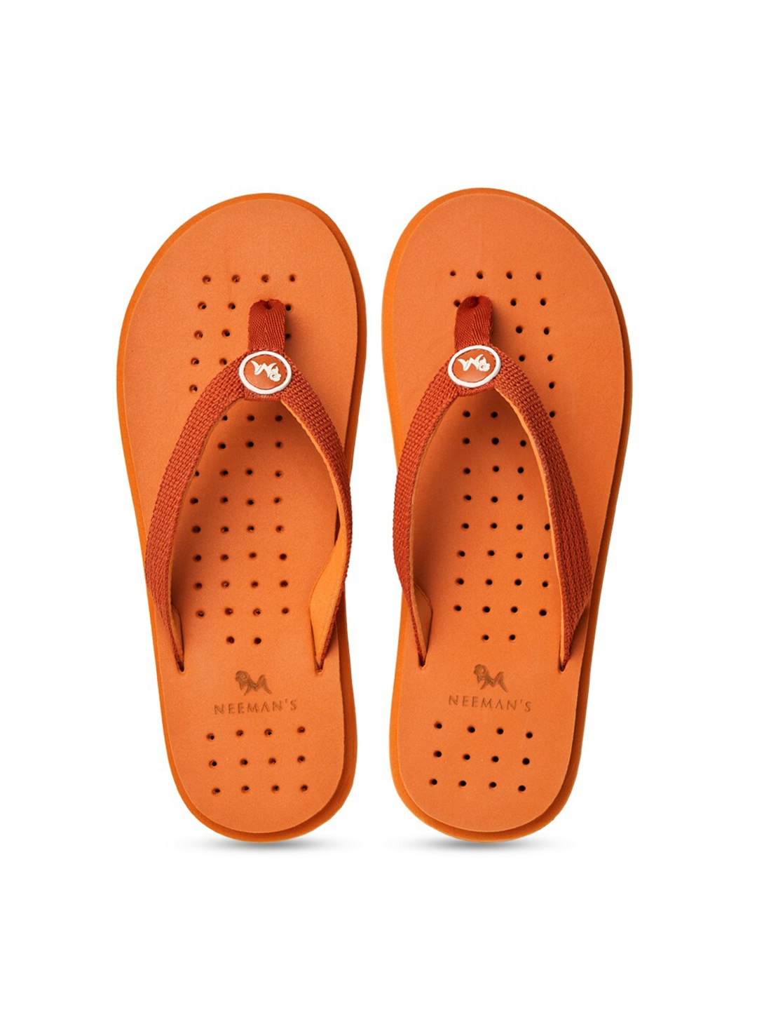 

NEEMANS Men Orange Rubber Thong Flip-Flops
