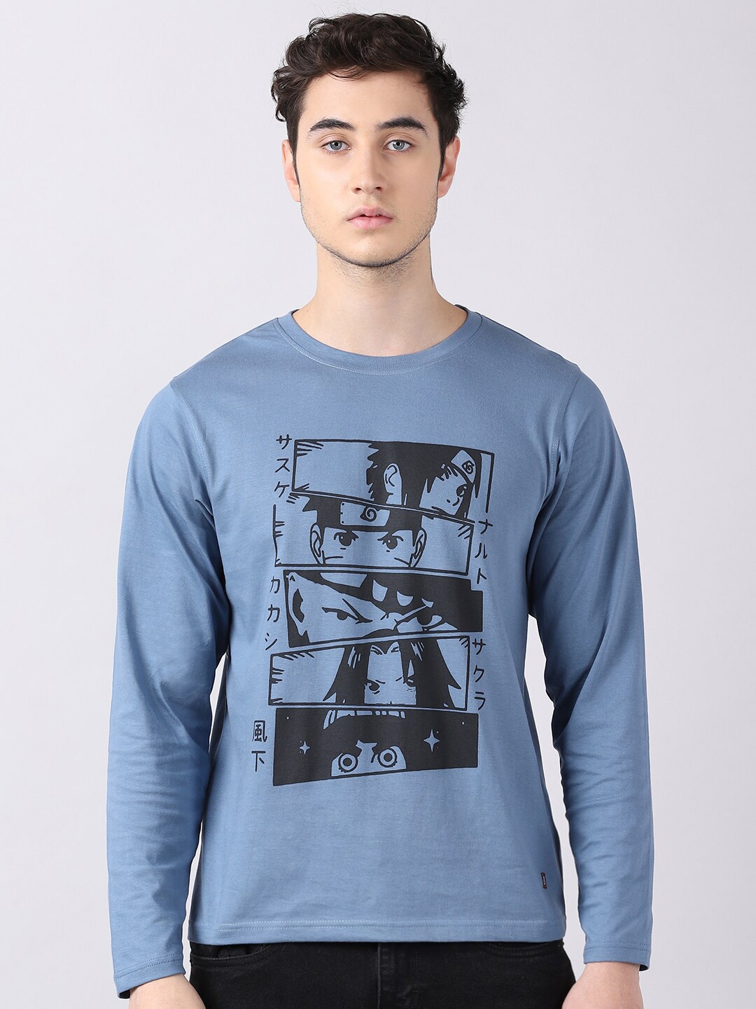 

Bushirt Men Turquoise Blue Printed T-shirt