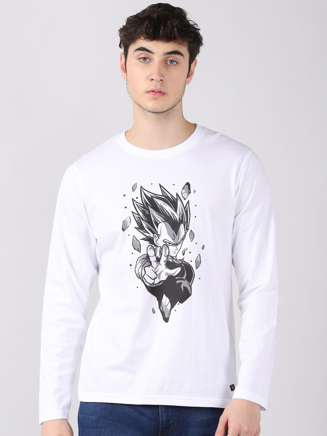 

Bushirt Men White Dragon Ball Printed Pure Cotton T-shirt