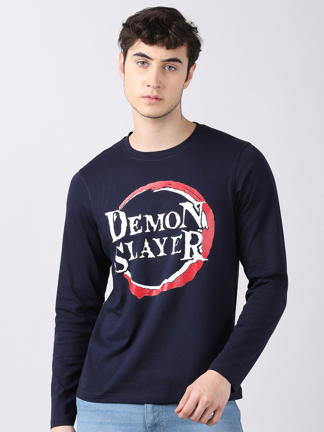 

Bushirt Men Navy Blue & White Typography Printed T-shirt