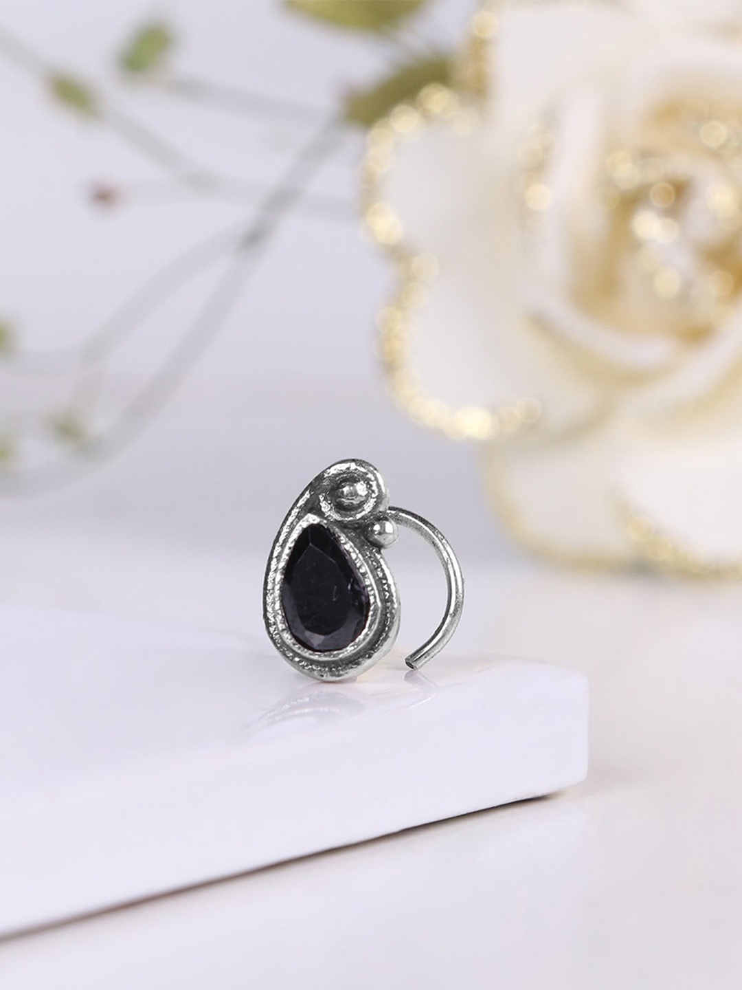 

GIVA 925 Sterling Silver Oxidised Bold Drop Nose Pin