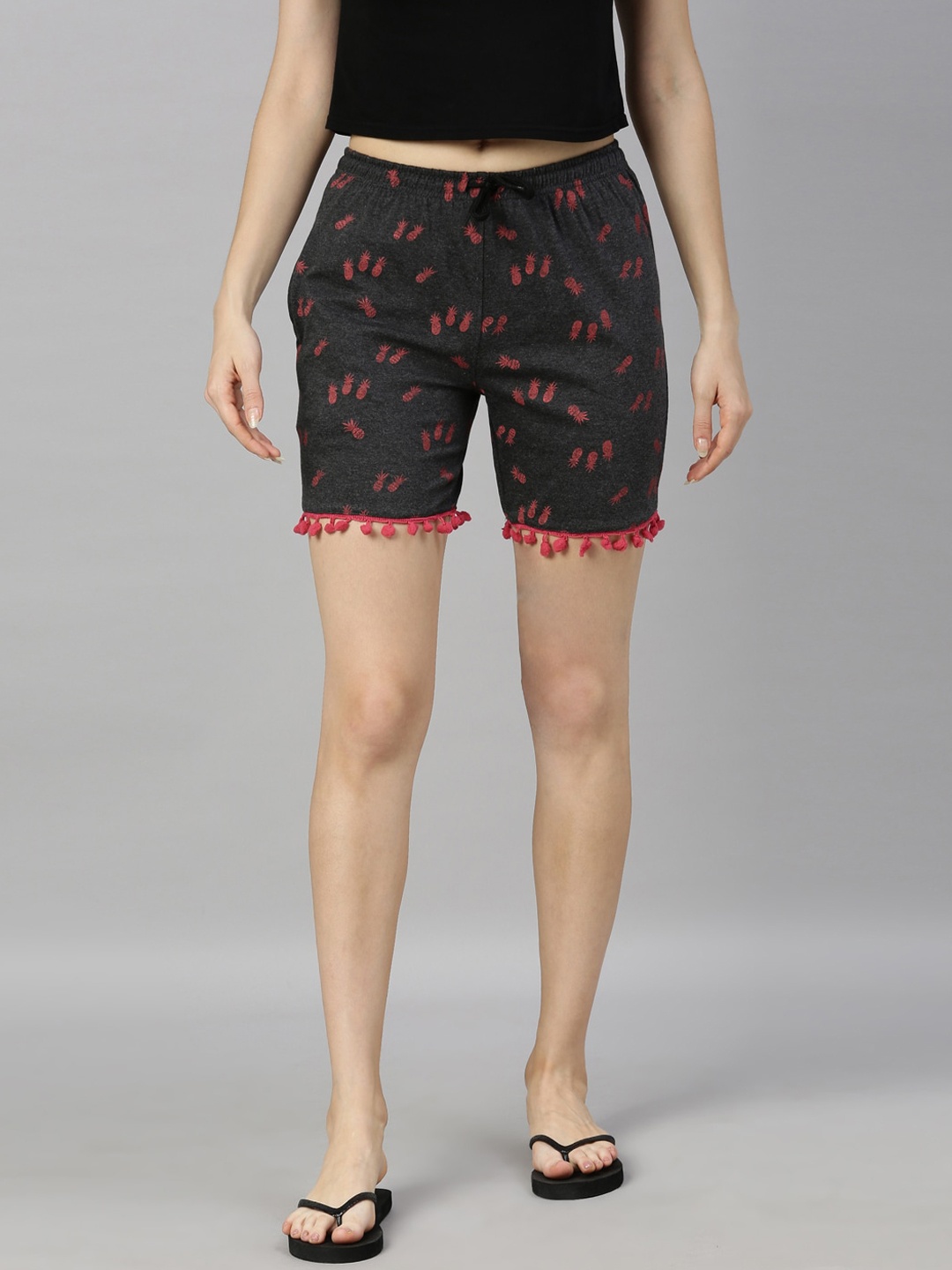 

Kryptic Women Grey Conversational Printed Shorts