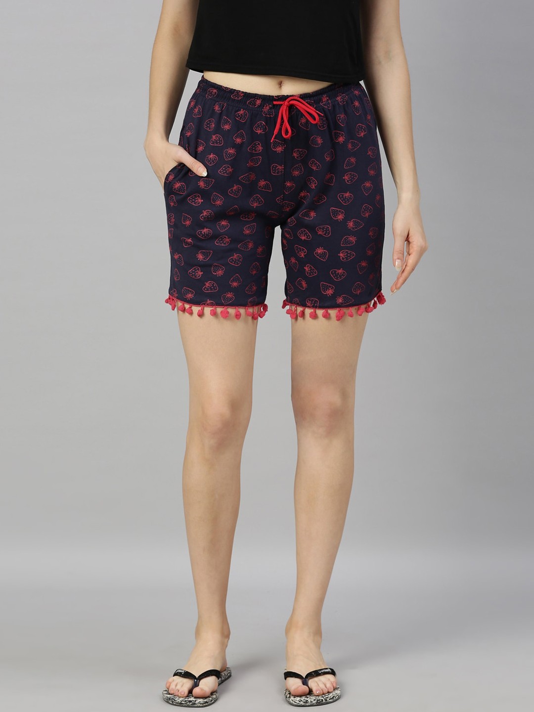 

Kryptic Women Blue Printed Pure Cotton Shorts