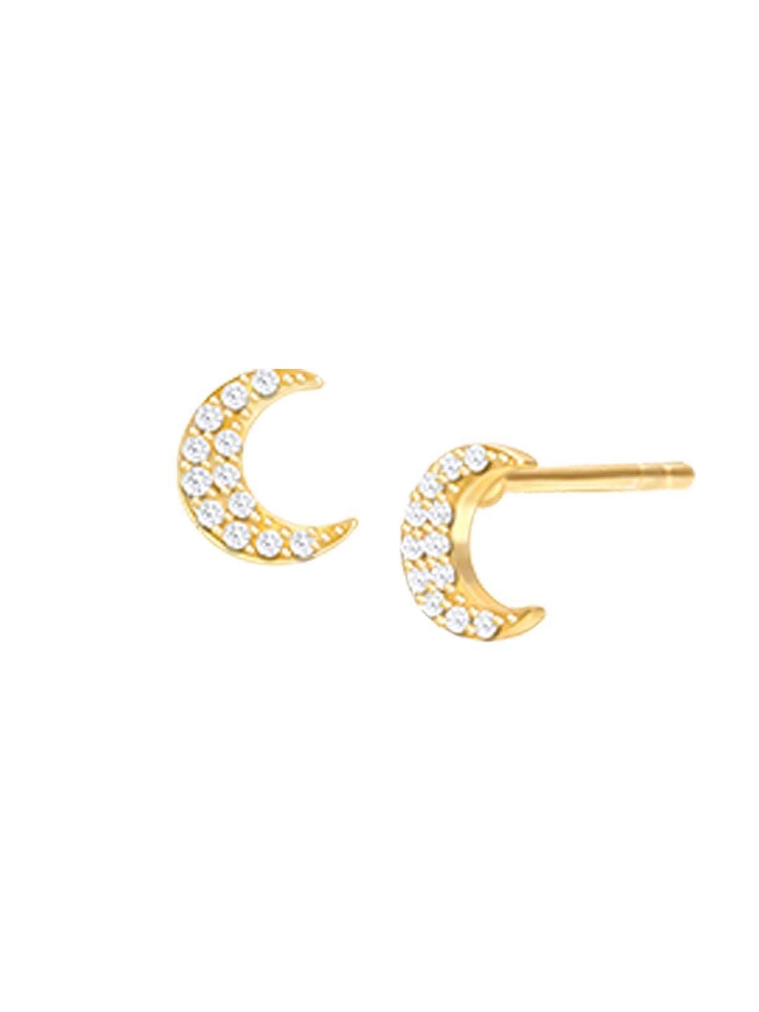 

GIVA 925 Silver Golden Crescent Zircon Earrings, Gold