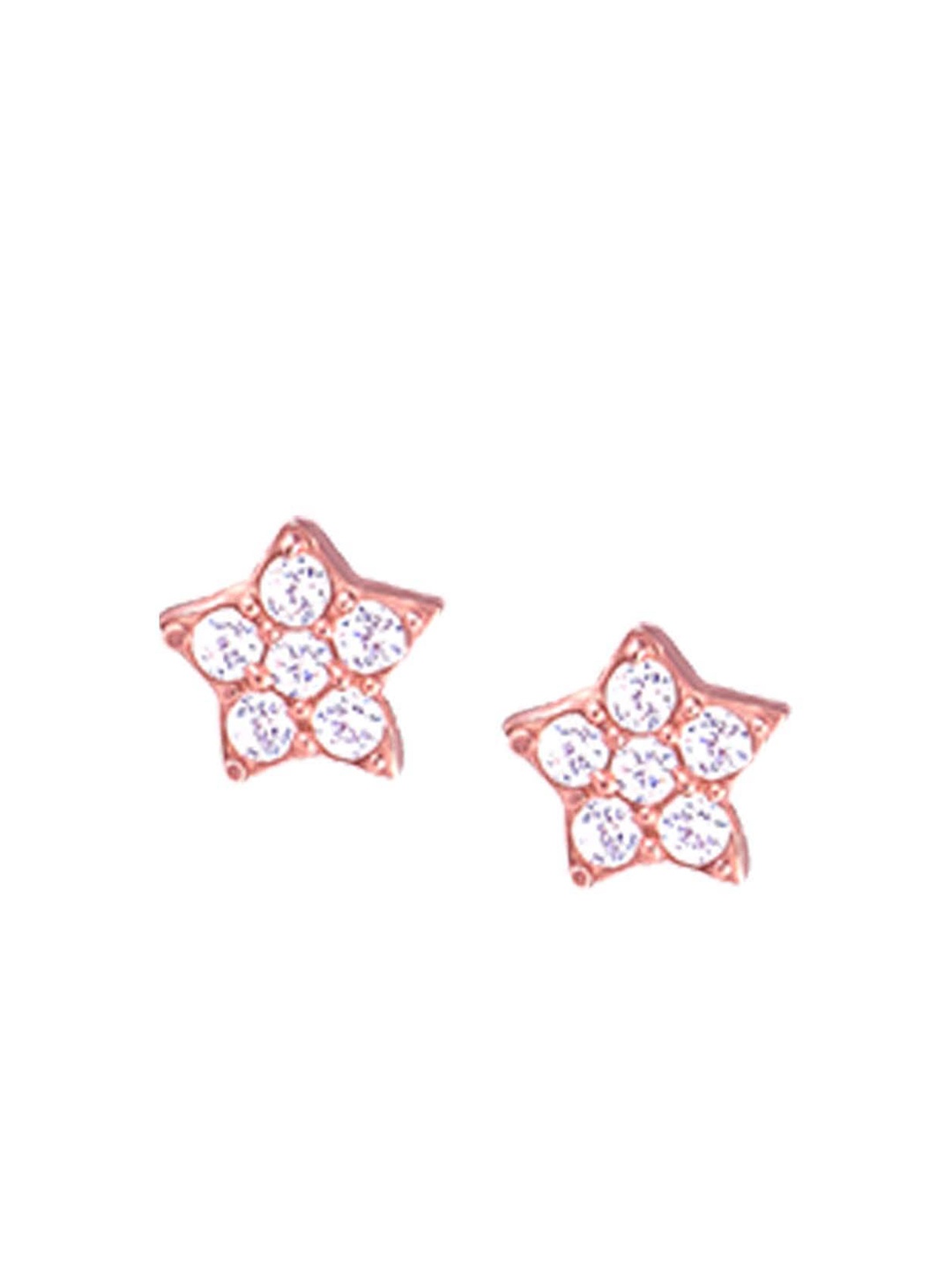 

GIVA Rose Gold Plated White Floral Cubic Zirconia Studs Earrings