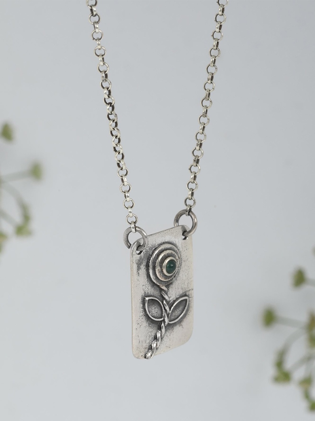 

GIVA 925 Sterling Silver Oxidized Wild-Rose Charm Necklace