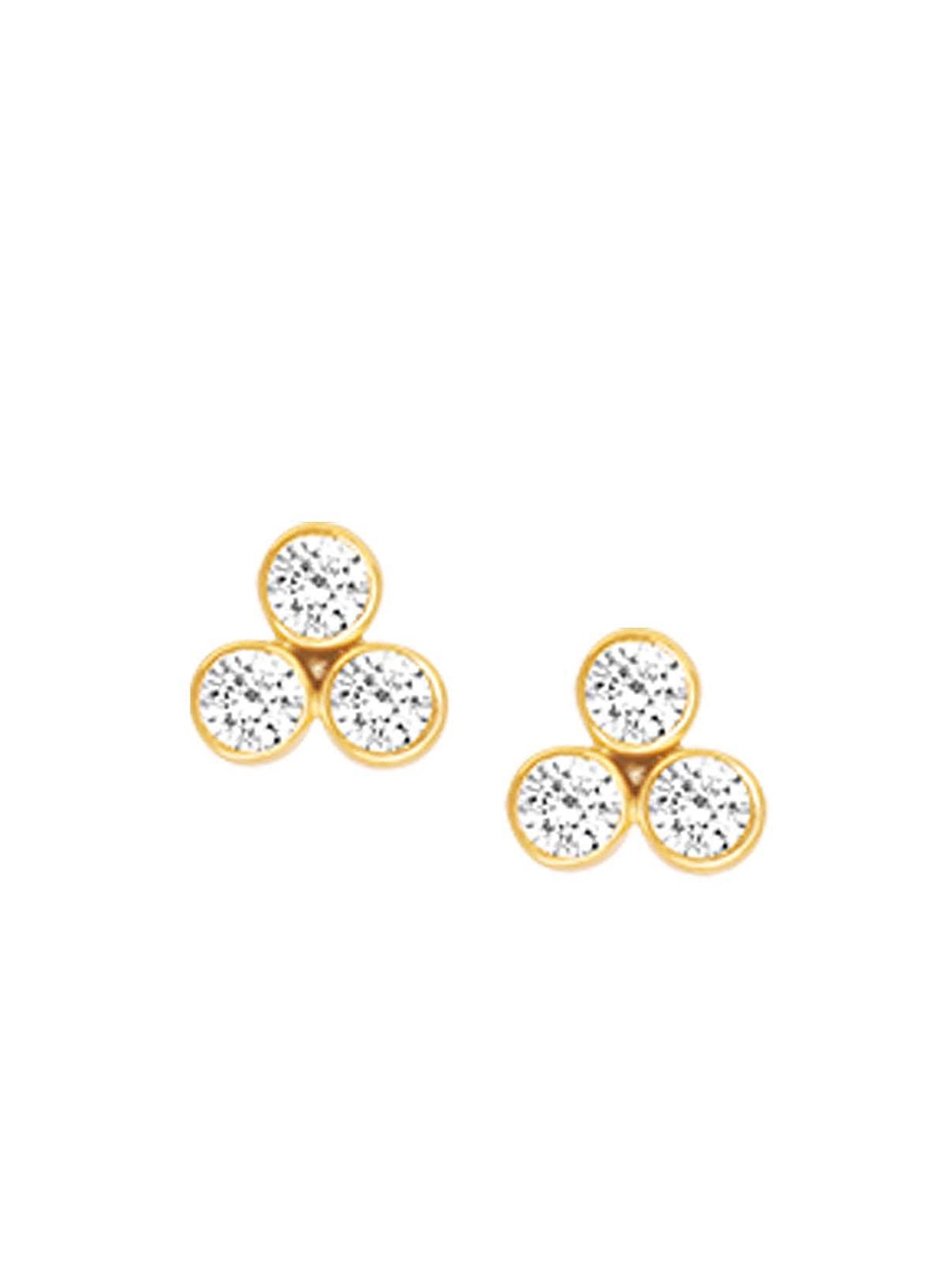 

GIVA 925 Silver Golden Three-Stoned Stud Earrings, Gold