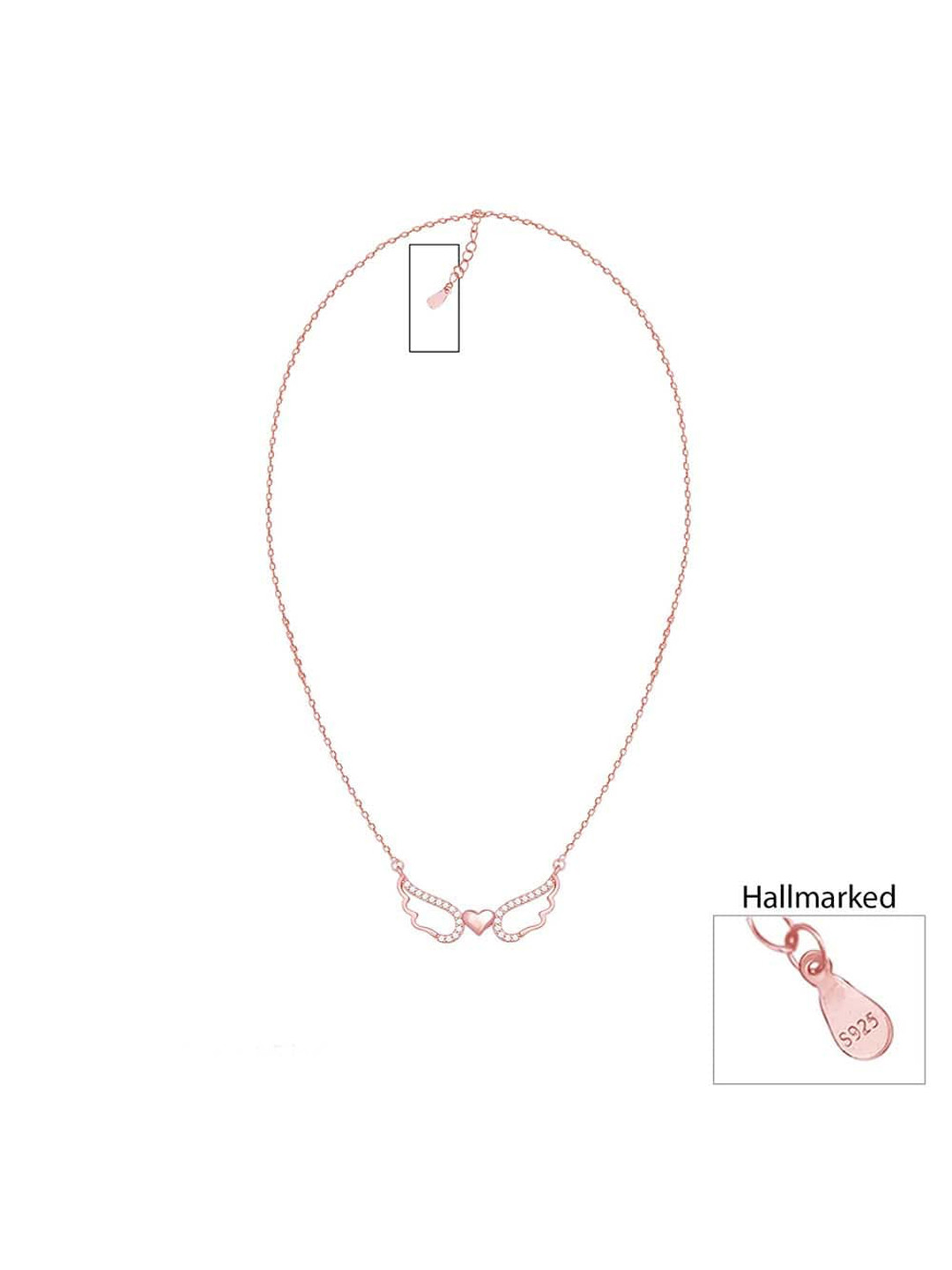 

GIVA 925 Sterling Silver Rose Gold Plated Wing It With Love Necklace
