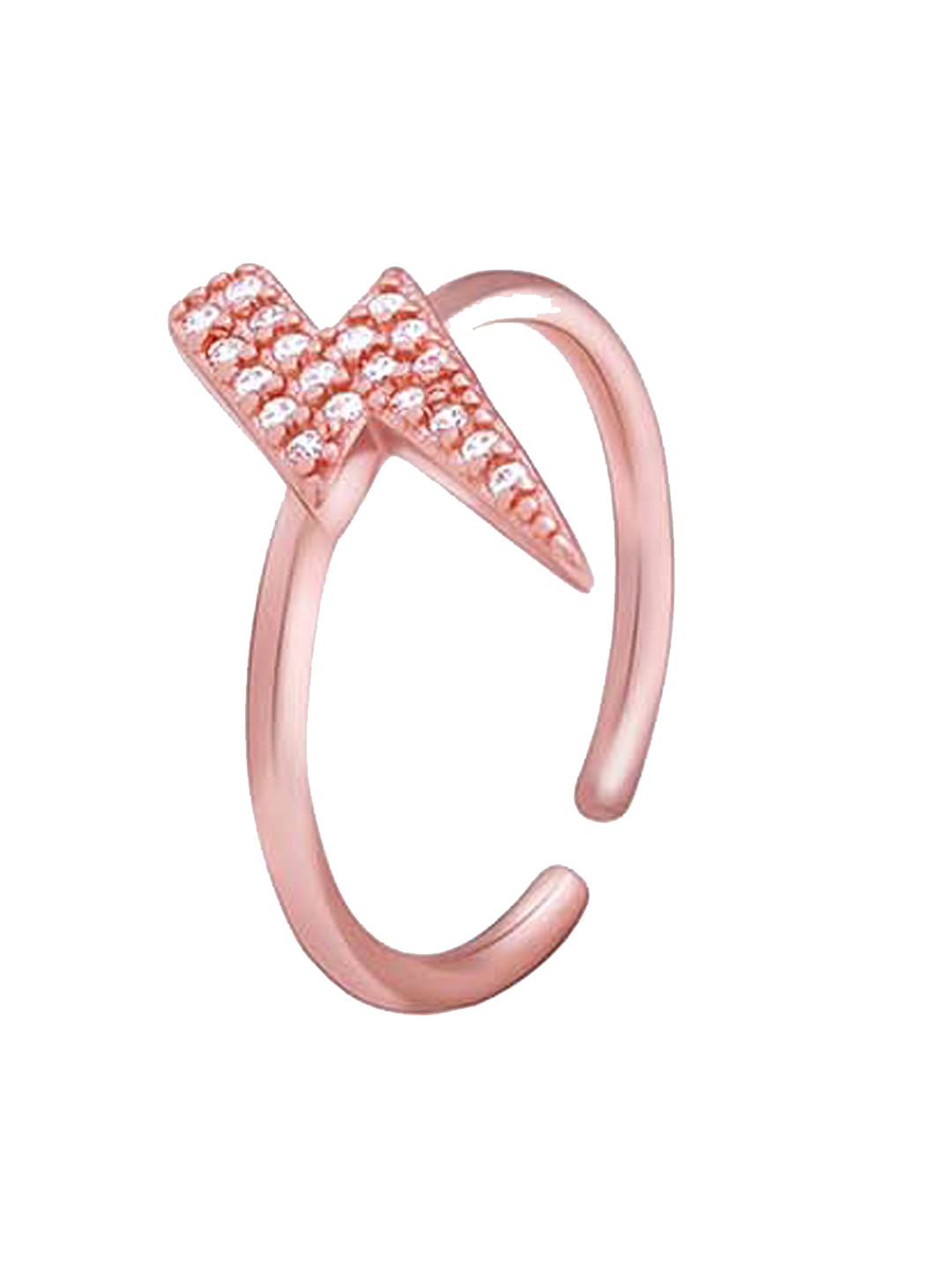 

GIVA 925 Sterling Silver Rose Gold Plated Sparkling Firebolt Adjustable Ring
